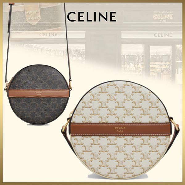 2021SS☆ セリーヌ ストラップ付きラウンドパース ホワイト 偽物 10G342CAM.04BT